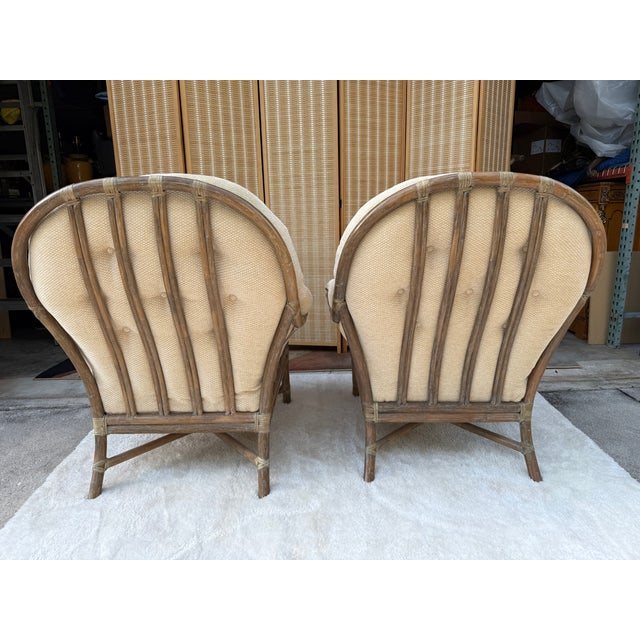 McGuire Pair of Vintage McGuire San Francisco Rattan & Rawhide Lounge Chairs For Sale - Image 4 of 17