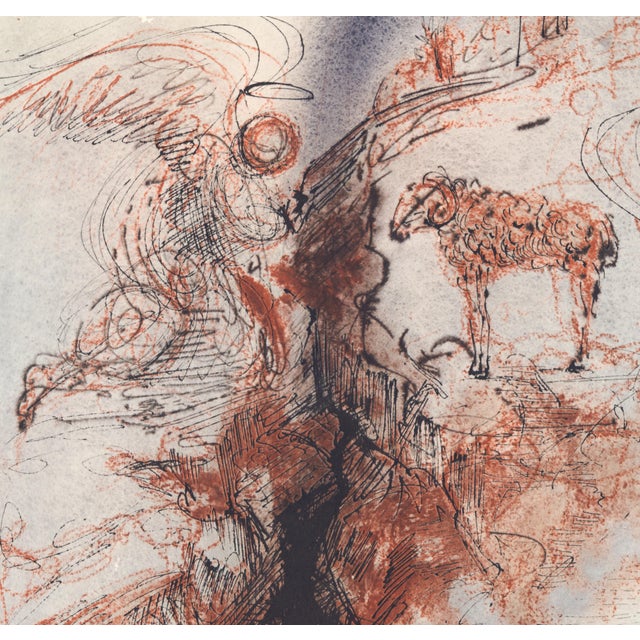 Abstract 1968 Salvador Dalí Biblia Sacra Lithograph "Hircus Caprarum Super Faciem Terrae" (Male Goat Over the Face of the Earth) For Sale - Image 3 of 8