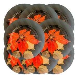1990s Fitz & Floyd Poinsettia Noir Salad Plates Set of 8