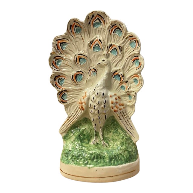 Mid 19th Century Staffordshire Peacock Flatback Figurine For Sale