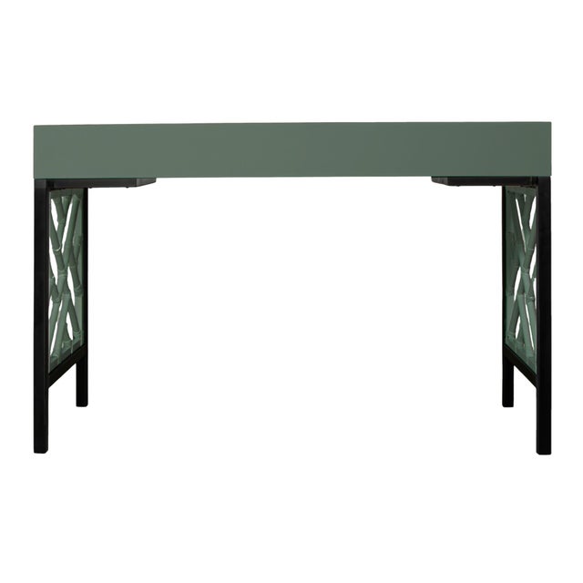 Wood Chippendale Writing Desk - Evergreen For Sale - Image 7 of 9