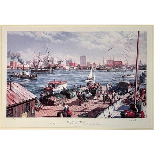 Paul McGehee Signed Limited Edition Jacksonville Maritime Art Print Framed 1985 For Sale - Image 4 of 14