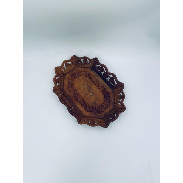 Indian Wooden Decorative Tray, 1975 For Sale - Image 3 of 10
