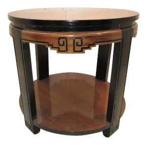 Art Deco Two Tone Circular Table With Chinoiserie Design