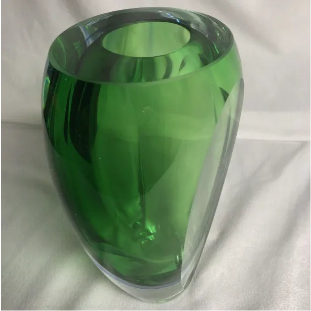 Mid-Century Modern 1990s Vintage Murano Style Green & Blue Vase For Sale - Image 3 of 6