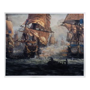 Pete Peterson "Amidst the Melee" Hand Signed Offset Lithograph Art, Ship