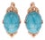 Vintage 14kt Yellow Gold Natural Turquoise Cabochon Earrings, Pair For Sale