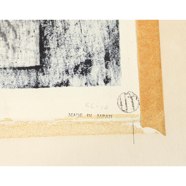 1950's Matted Color Woodcut Print of a Child and Woodpeckers by Kaoru Kawano For Sale - Image 4 of 4