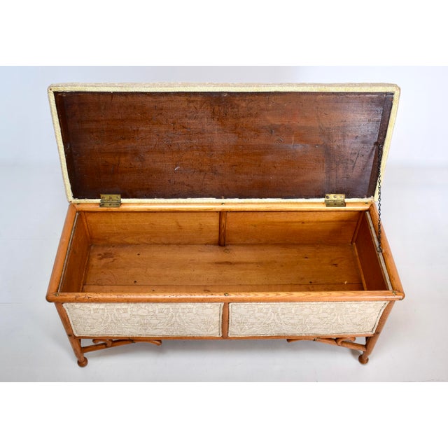 Traditional Early 20th Century Upholstered Steam Bent Oak Arts and Crafts Bench For Sale - Image 3 of 9