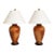 Late 20th Century Pair of Wildwood Mid-Century Modern Brass Wood Table Lamps With Original Shades For Sale