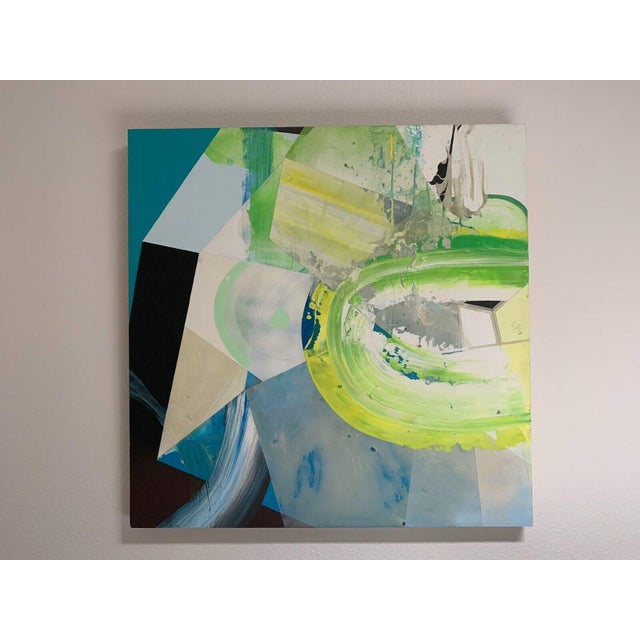 "Yellow, Green" Abstract Mixed-Media Painting For Sale - Image 10 of 11