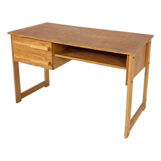 Vintage Oak and Pine Compact Desk For Sale