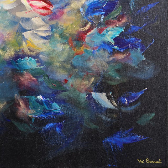 Burst of Creativity - Original Bright Abstract Floral Acrylic Painting on Canvas by Vè Boisvert For Sale In Los Angeles - Image 6 of 9