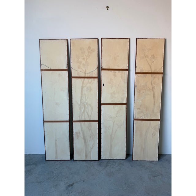 1970’s Vintage Heon Tropical Botanical and Bird Oil on Canvas Paintings – Set of 4 Panels For Sale - Image 12 of 12