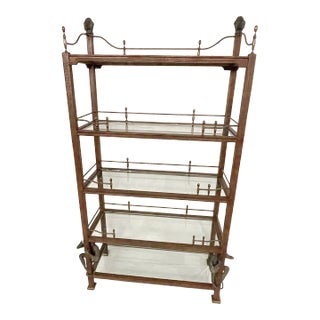 Hollywood Regency Figural Monkey Étagère With Bronze Sculptural Details, Attributed to Maitland-Smith For Sale