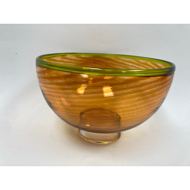 2010s Hand Crafted Signed Swirl Glass Bowl For Sale - Image 5 of 7