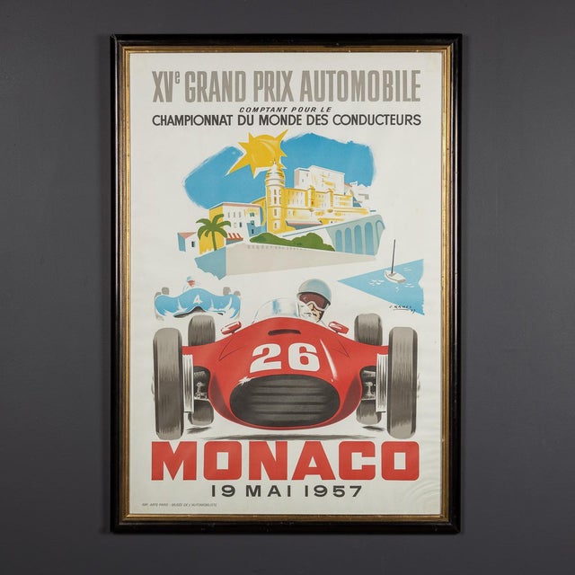 Vintage 20th Century Framed 1957 Monaco Grand Prix Poster by Jean Ramel, 1985 For Sale - Image 14 of 15