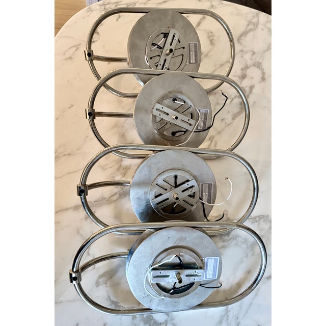 Pair of Urban Electric Large Nickel Bit Sconces With Linen Shades For Sale - Image 10 of 10