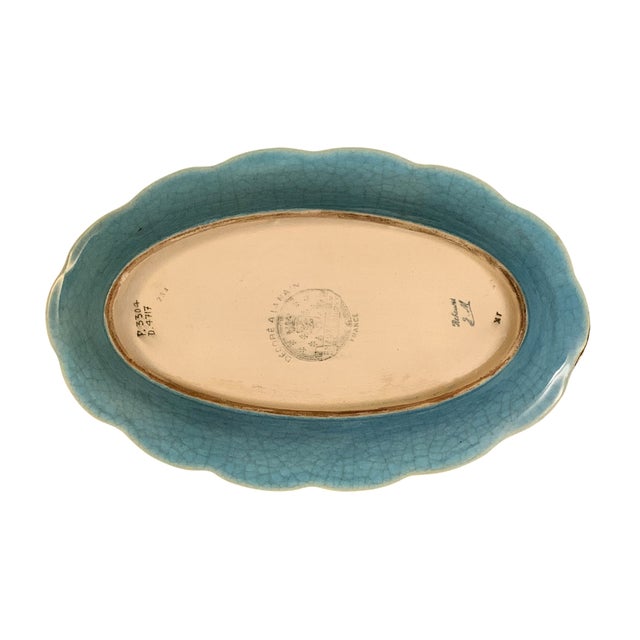 Blue Oblong Earthenware Dish from Longwy, 1980s For Sale - Image 8 of 11