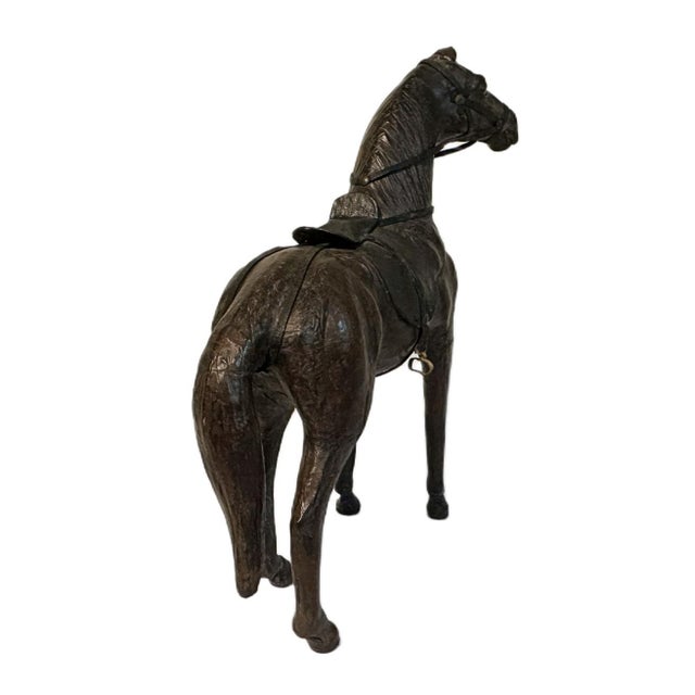 Vintage Mid Century Leather Clad Horse Figurine W/Saddle & Bridle - English Equestrian For Sale - Image 4 of 5