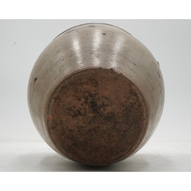 Antique Blue Stoneware Crock Urn W. Handles For Sale - Image 11 of 11