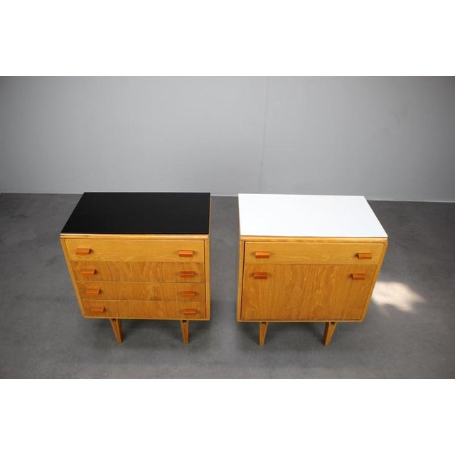 Rare pair of Mid-Century Modern nightstands designed by František Mezulaník and produced in Czechoslovakia during the...