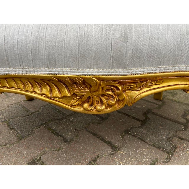 Late 20th C French Louis XVI Off-White Velvet Gilt Beech Settee 1pc For Sale - Image 9 of 15