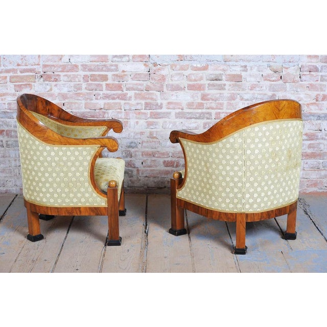 Empire Upholstered and Inlaid Walnut Living Room Set, Austria, 1810s, Set of 3 For Sale - Image 13 of 18