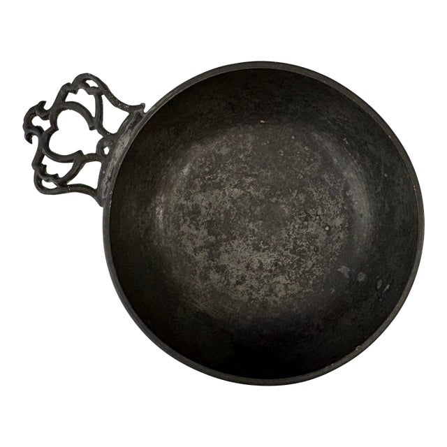 Antique Pewter Porringer Bowl For Sale