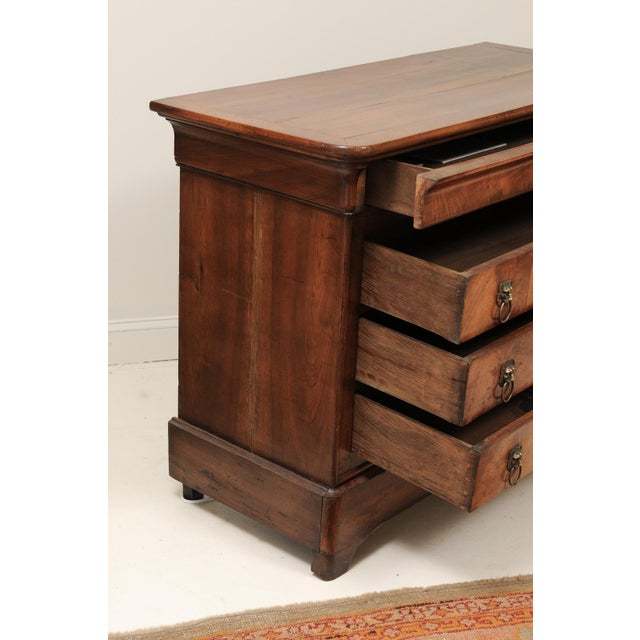 Wood 19th C. Walnut Commode With Lions Head Pulls, France For Sale - Image 7 of 13