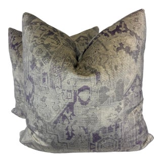 Ralph Lauren "Cornelius Velvet" in Dove 22" Pillows-a Pair For Sale