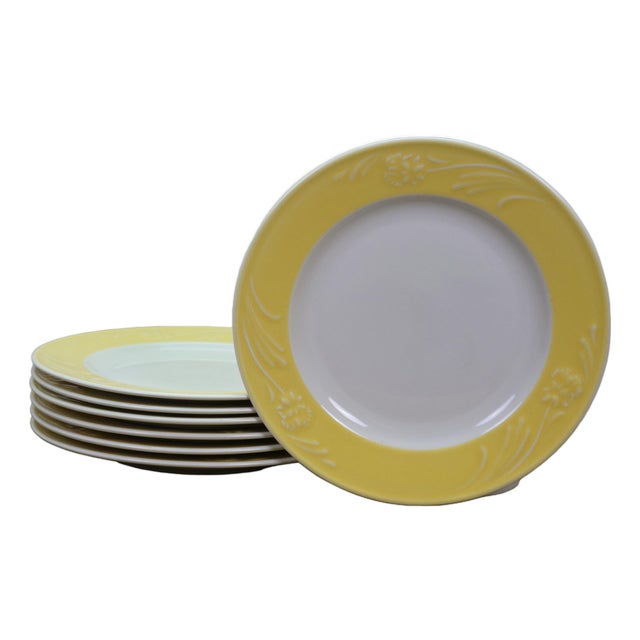 Vintage Lenox Yellow Poppies Rainbow Porcelain Dinner Plates Dinnerware - 7 pcs For Sale