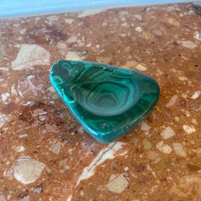 Mid-Century Modern Vintage Malachite Stone Catchall, Trinket Dish or Ashtray For Sale - Image 3 of 7