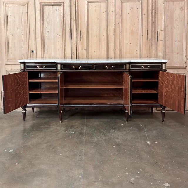 Antique Directoire Style French Mahogany Buffet With Carrara Marble Top For Sale - Image 15 of 18