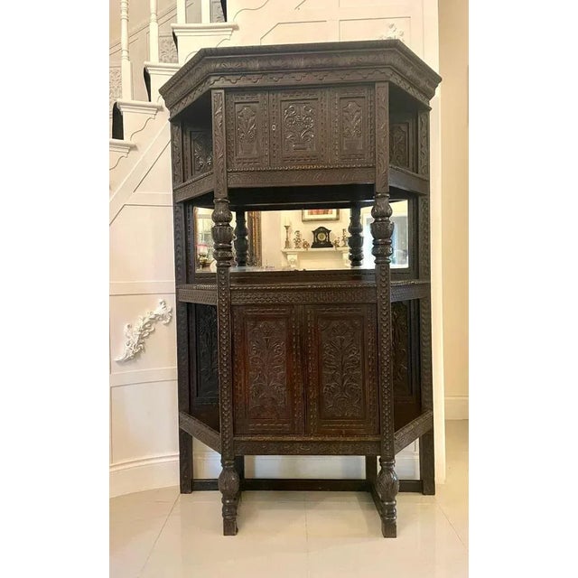 Large Antique Victorian Carved Oak Side Cabinet For Sale - Image 14 of 16