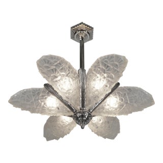 1930s Hubens & Degue French Art Deco Starburst Chandelier For Sale