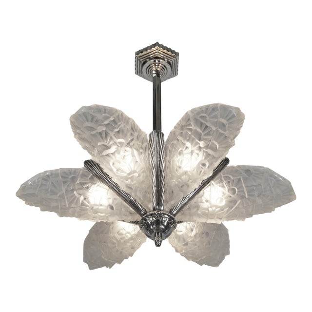French Art Deco Chandelier by Francis Hubens & Degue 1930 France For Sale
