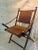 Metal Pair of Faux Bamboo Folding Leather and Wood Campaign Chairs with Brass Details For Sale - Image 7 of 12