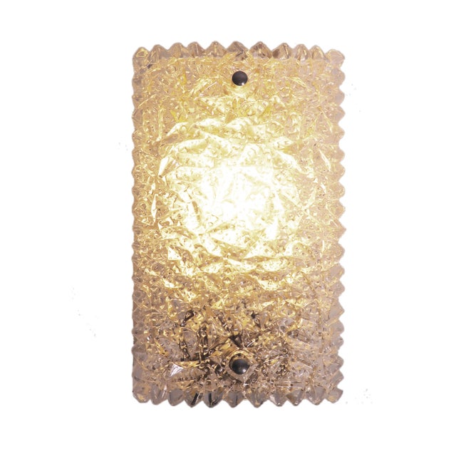 Vintage wall sconce with textured glass on white lacquered frames manufactured by the german maker hoffmeister leuchten,...