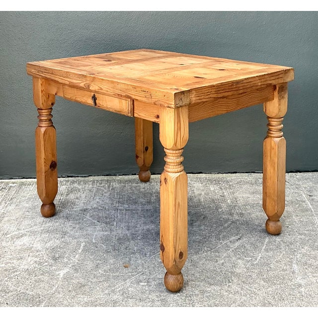 Vintage Knotty Pine Turned Wood Table For Sale In West Palm - Image 6 of 12
