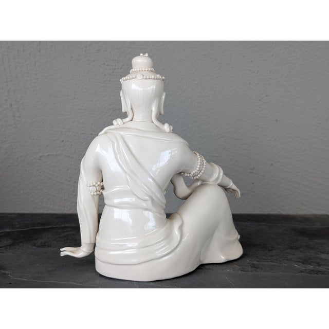 Vintage Guan Yin Figurine in Porcelain Numbered For Sale - Image 4 of 7