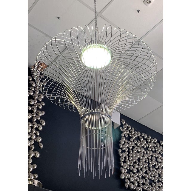 Metal 21st Century Sculptural Modern Handmade Led Chandelier in Steel Chrome For Sale - Image 7 of 10