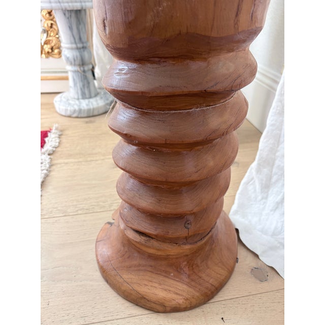 Late 20th Century Organic Live Edge Solid Wood Pedestal Side Table For Sale - Image 11 of 12