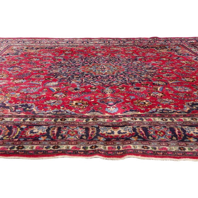 Victorian Red Antique Persian Mashhad Rug, 09'09 X 09'10 For Sale - Image 3 of 10