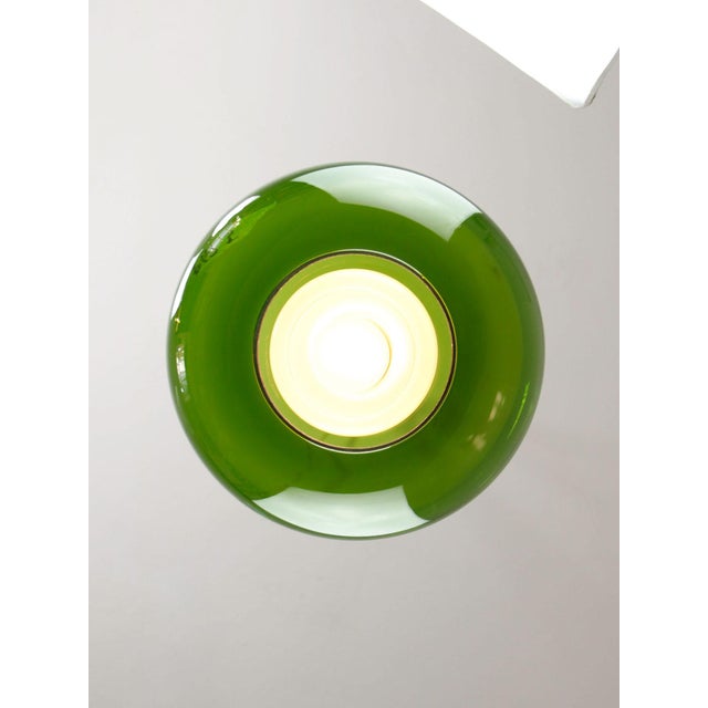 Mid-Century Modern Italian Green Glass and Brass Pendant Lamp, 1960s For Sale - Image 5 of 18