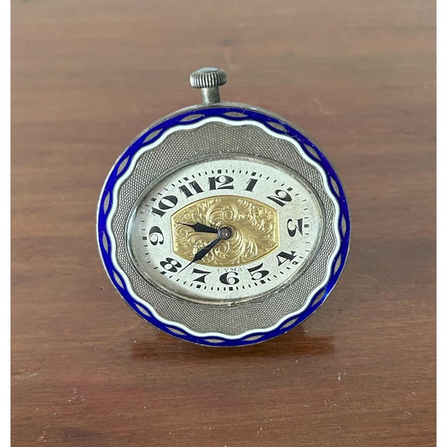 Vintage Art Deco Enamel Table Clock from Cyma, 1920s For Sale - Image 3 of 14