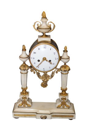 Louis XVI Portico Clock in Marble and Gilt Bronze