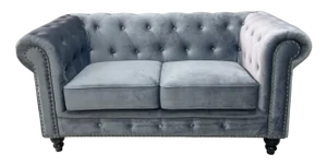 Chester Premium Two-Seater Sofa in Gray Velvet by Europa Antiques