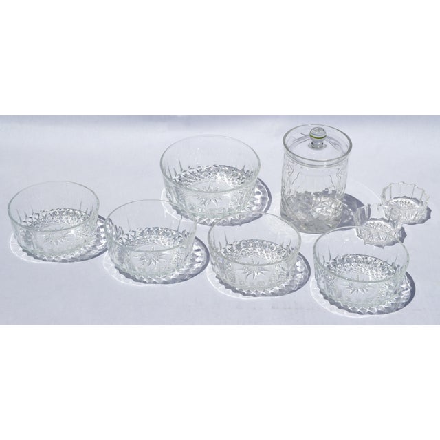 Crystal Arte 1960s Arcoroc France Crystal Breakfast 7 Bowls & Jelly Jar - 8 Pieces For Sale - Image 4 of 14