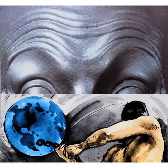Artist: John Baldessari, American (1931 - 2020) Title: Eyebrows Furrowed Foreheads Figure with Globe Year: 2009 Medium:...